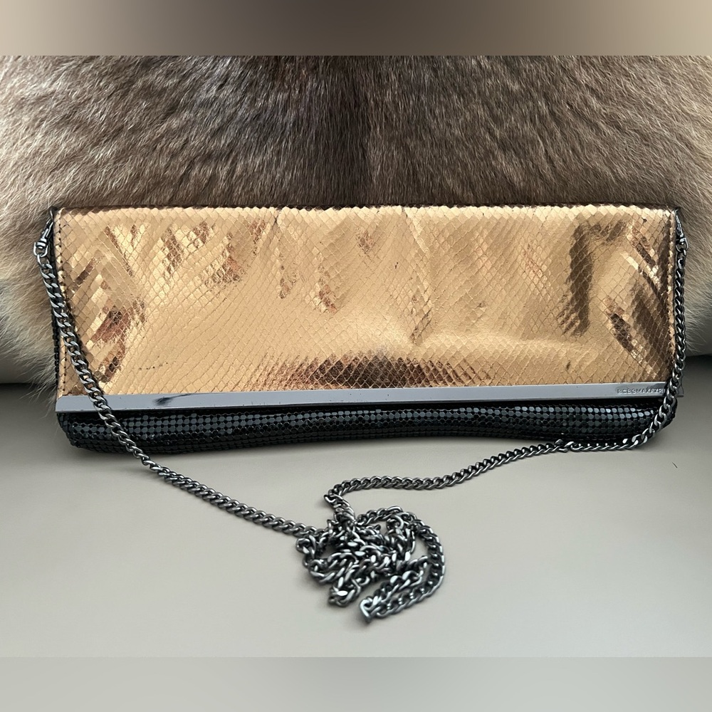 BCBGMaxAzria Nadja Metallic Gold & Black Clutch